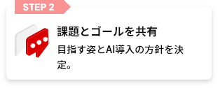STEP2 課題とゴールを共有 目指す姿とAI導入の方針を決定。